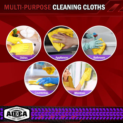AIDEA Microfiber Cleaning Cloths-50PK, Microfiber Towels for Cars, Premium All-Purpose Car Cloth, Dusting Cleaning Rags, Absorbent Towels for SUVs, House, Kitchen, Window, Gift-12×12"