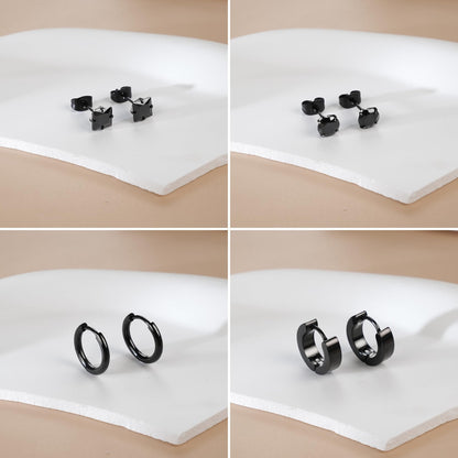 Trinckle 4 Paar Edelstahl Ohrringe, Silber Zirkonia Ohrstecker Hypoallergener Prinzessschliff Ohrstecker Set für Damen, Quadratische Ohrringe für Herren Knorpelpiercing Labordiamant Herren Schmuck Geschenke