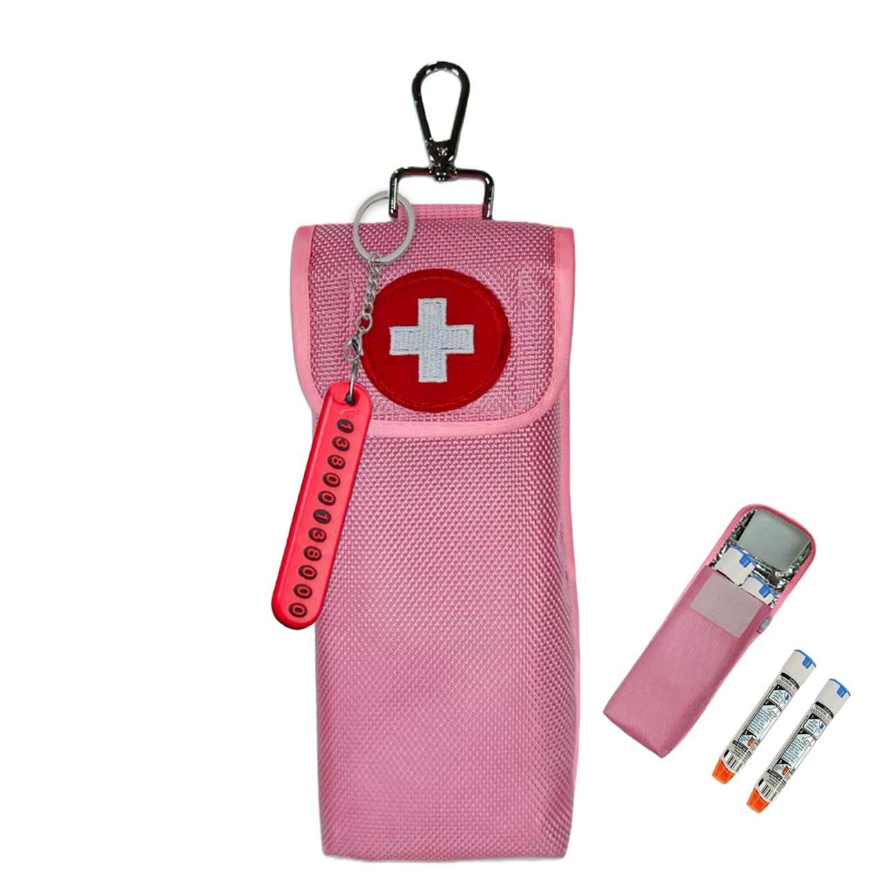 Insulated EpiPen Carry Case Holds 2 EpiPen Injection Pens Insulated EpiPen Storage Case EpiPen Travel Medication Pouch (Pink)