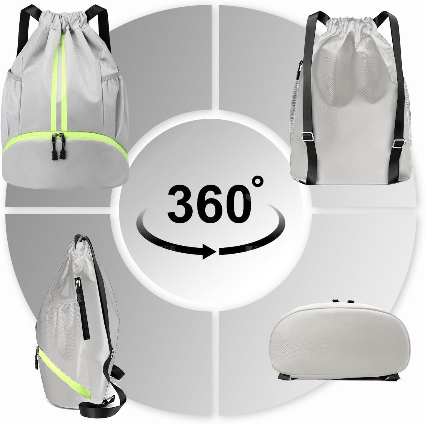 Hoedia Sports-Kordelzugrucksack – Schwimm-Turnbeutel mit Schuhfach und wasserdichter Tasche für Damen und Herren
