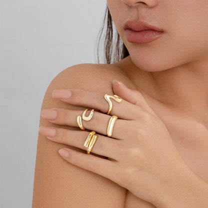 YEEZII Chunky Gold Rings for Women Non Tarnish, 18K Gold Plated Stackable Thumb Ring, Statement Women Rings Set