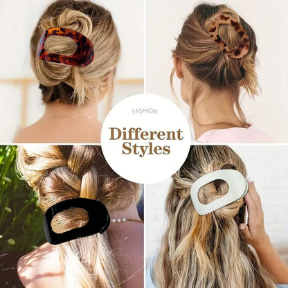 4 Stück Flache Runde Krallen-Haarspangen für Frauen Mädchen Starker Halt Französischer Stil für Dickes Dünnes Haar mit Gebogenem Design Bequem zum Liegen