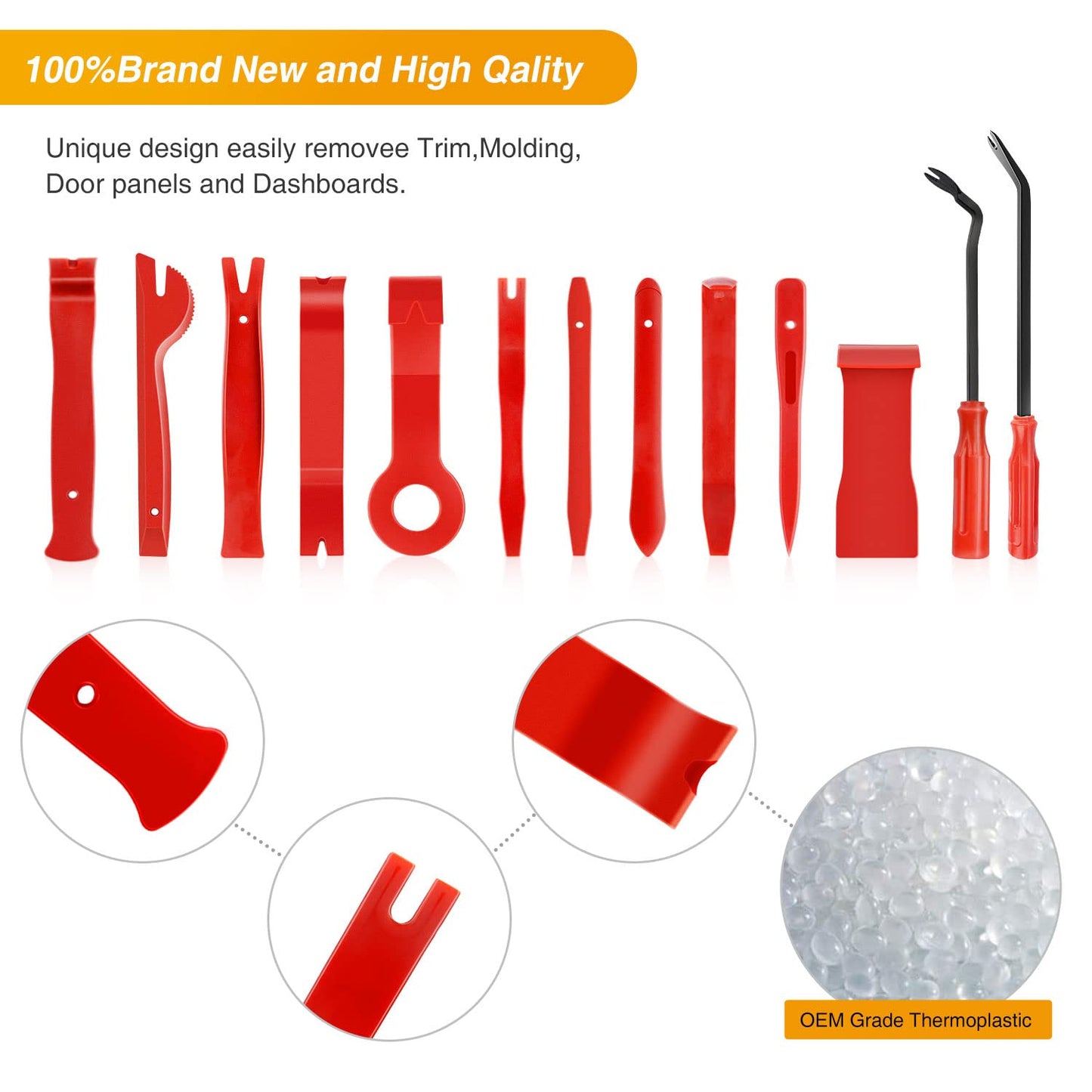 GOOACC 5PCS Auto Trim Removal Tool Kit No-Scratch Pry Tool Kit for Car Door Clip Panel & Audio Dashboard Dismantle -5PCS