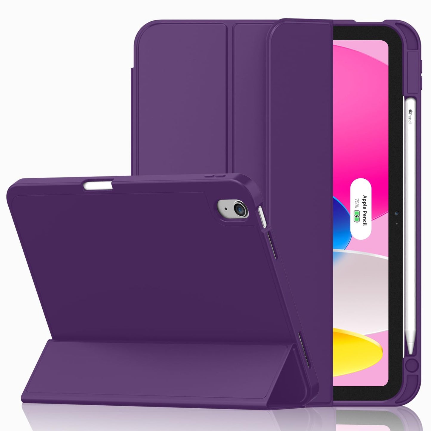 iMieet Case for iPad (A16)/iPad 10th Generation [11-Inch 2025/10.9 Inch 2022], Trifold Stand Smart Cover with Pencil Holder and Soft TPU Back, Supports Touch ID(Black)