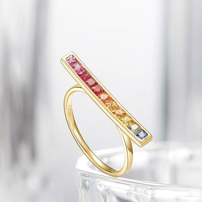 Aienid 18Ct Yellow Gold Womens Ring Custom 0.95Ct Blue Sapphire Rectangular Full of Diamonds Engagement Ring for Her