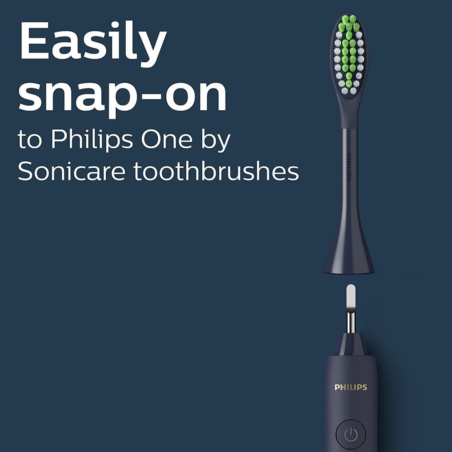 Philips One by Sonicare Ersatzbürstenköpfe, 2er-Pack, Schwarz, Kompatibel mit Philips One elektrische Zahnbürste, BH1022/06