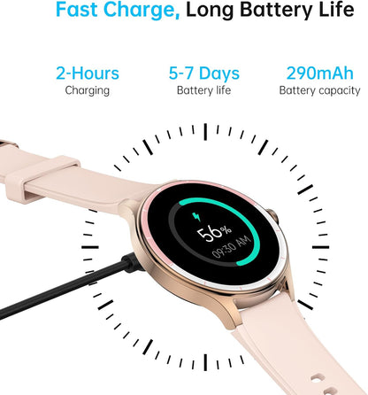 Smartwatch für Herren Damen, 1,27" HD Touchscreen Fitness Tracker, Bluetooth Anrufe, über 100 Sportmodi, Herzfrequenz-Schlafmonitor, DIY Zifferblatt, IP68 Wasserdicht, kompatibel mit Android & iOS