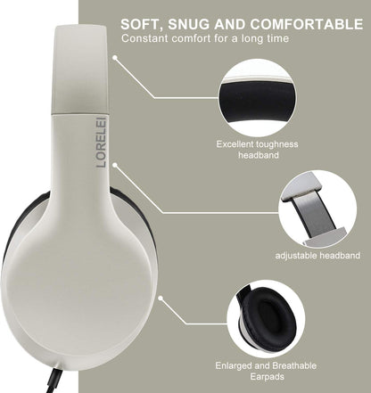 LORELEI X6 Over-Ear Kabelgebundene Stereo-Bass-Kopfhörer mit Mikrofon, Leicht, Faltbar & Portabel mit 1,45M Kabel ohne Verheddern für Smartphone, Tablet, MP3/4, Space Black