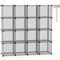 C&AHOME Cube Storage Organizer, 16-Cube Shelves Units, Plastic Storage Cubes, DIY Closet Organizer, Modular Closet Storage Shelves Ideal for Home, Bedroom, 48.4" L × 12.4" W × 48.4" H Black SUM3016H
