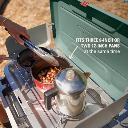 Coleman Cascade 3-in-1 Outdoor Camp Stove, Portable Cooktop with Included Cast-Iron Grill & Griddle Accessories, 24,000 BTUs of Power for Camping, Tailgating, Grilling