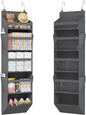 Lifewit 1 Pack Over the Door Organizer, 5 Section Clear Window Hanging Storage with 4 Side Pockets, Sturdy Anti Tilt 40 lbs Load Behind Door for Closet, Bedroom, Bathroom, Nursery, Dorm, Dark Gray