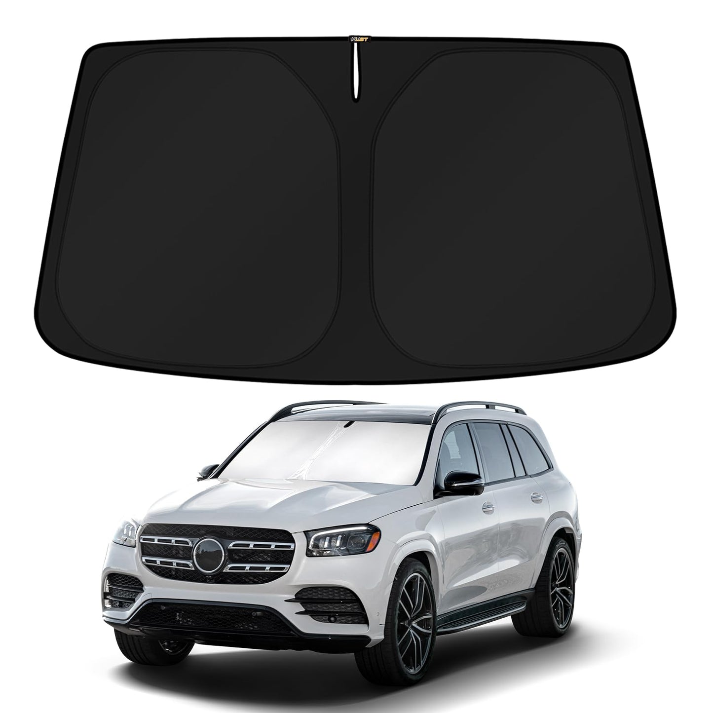 KUST Windshield Sun Shade for 2017-2026 Tesla Model Y/Model 3 Sunshade Accessories (Fit 2025-2026 Model Y Juniper / 2024 Model 3 Highland) Upgraded Foldable Sunshade, Blocks UV Rays Keep Car Cool