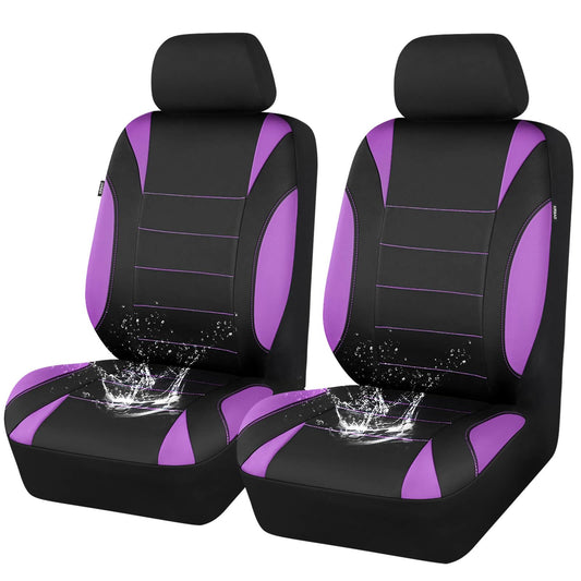 CAR Pass Neoprene Waterproof Two Front Car Seat Covers Set- Universal Fit for Vehicles, Airbag Compatiable(Black)