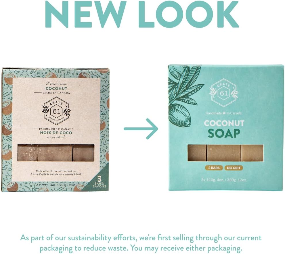 CRATE 61 ORGANICS Vegane Naturseife, handgemachte Seife mit hochwertigen ätherischen Ölen, kaltgepresst für Gesicht und Körper für Männer und Frauen, 3er-Pack (4 oz, Riegel) (Eucamint)