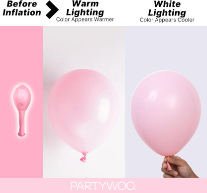 PartyWoo Light Pink Balloons 100 pcs Different Sizes of 36 18 12 10 5 Inch Pastel Baby Pale Pink Balloon Arch Kit Garland for Baby Shower Valentine's Day Princess Birthday Party Decorations Pink-Y48