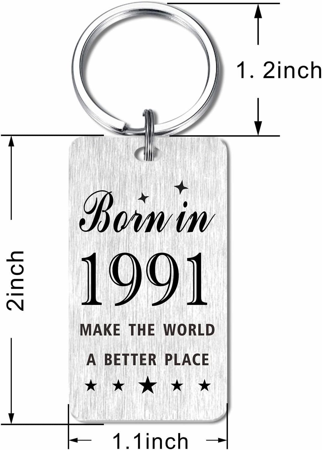 Gezxin Happy Birthday Schlüsselanhänger Geschenke für Frauen Männer - Personalisierter Edelstahl Geburtstagsschlüsselanhänger - Mach die Welt zu einem besseren Ort