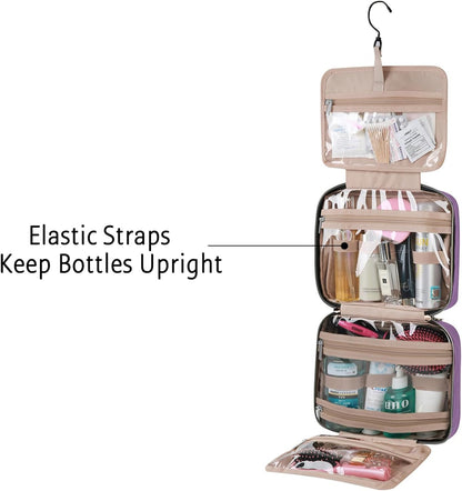 BAGSMART Kulturbeutel Reise-Organizer mit Aufhängehaken, wasserdichte Make-up-Kosmetiktasche für Zubehör, Shampoo, Standardbehälter, Toilettenartikel