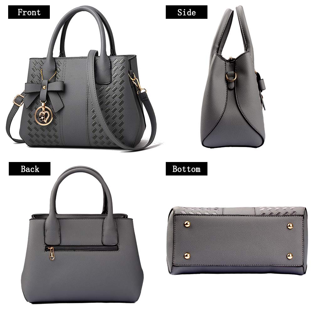 Jeniulet Geldbörsen und Handtaschen für Damen Mode Damen PU-Leder Top-Griff Satchel Schulter Tragetaschen Dunkelgrau 10.2" x 3.9" x 7.9"