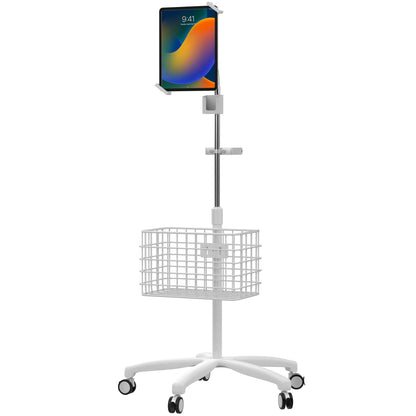 Medical Mobile Stand – CTA Medical Mobile Floor Stand for iPad 7/8/9 Gen 10.2”, 12.9” iPad Pro, 11” iPad Pro, iPad mini, iPad Air 4, Surface Pro X, and Other 7-13" Tablet - White