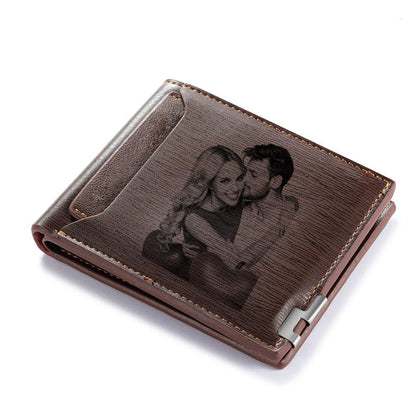 Custom Wallets for Men Personalized Leather Photo Wallet Fathers Day Gift for Dad Boyfriend