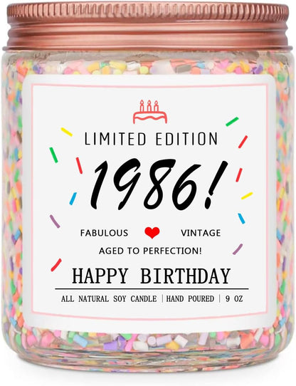 Homsolver 40th Birthday Gifts for Women Ideas, Decorations Gifts for 40 Year Old Woman, 40th Birthday Candles - Limited Edition 1986 Handmade (Vanilla Birthday Cake Scent with Sprinkles)
