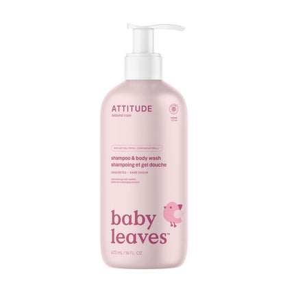 ATTITUDE Baby 2-in-1 Shampoo and Body Wash, Made in Canada, EWG Verified, Dermatologically Tested, Vegan, Pear Nectar, 473 mL