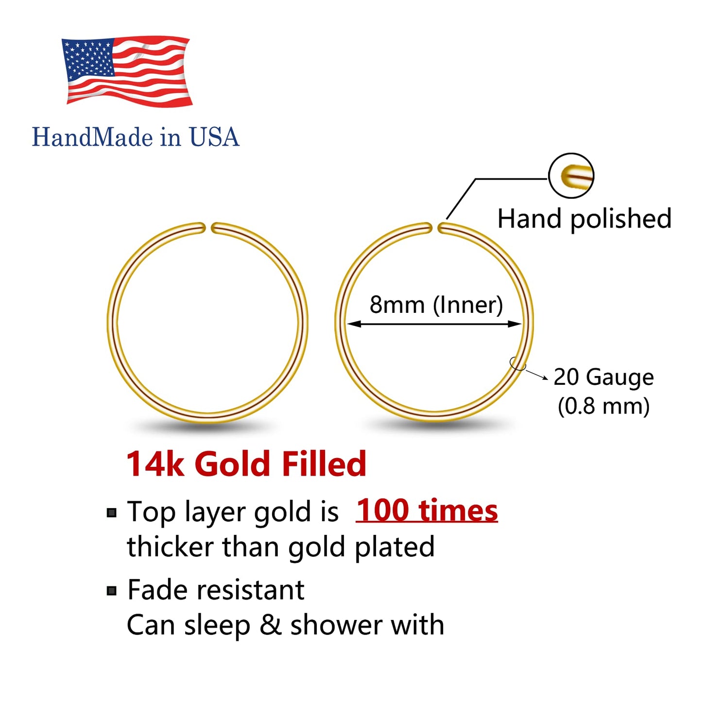 Small Gold or Sterling Silver Huggie Hoop Earrings for Women Cartilage Nose Helix Tragus