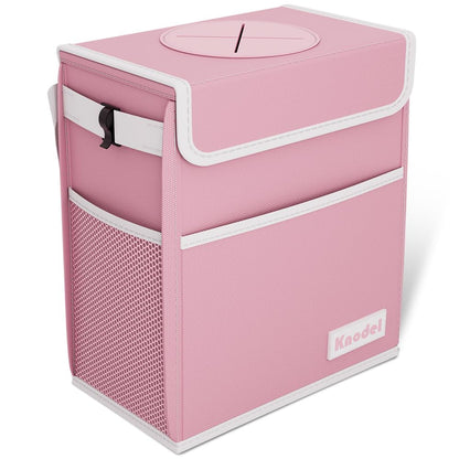 K KNODEL Car Trash Can, Waterproof Auto Garbage Can, Car Trash Can with Lid, Leak-Proof Car Storage Bag, Car Bin Hanging (Medium, Black)