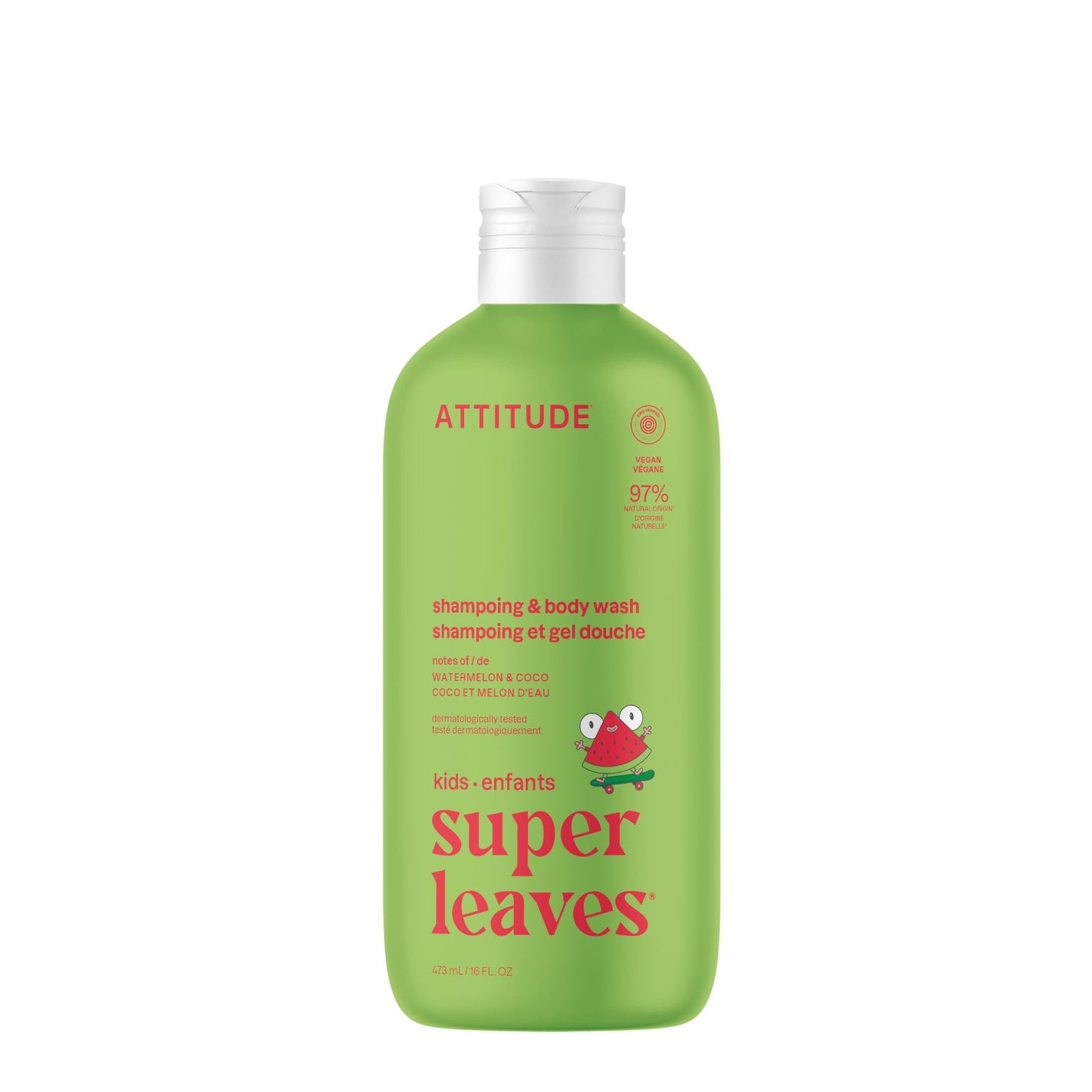 ATTITUDE Shampoo and Body Wash for Kids, EWG Verified Hair and Body Cleanser, Dermatologically Tested Soap, Plant and Mineral Based Bath Products, Vegan, Vanilla and Pear, 32 Fl Oz