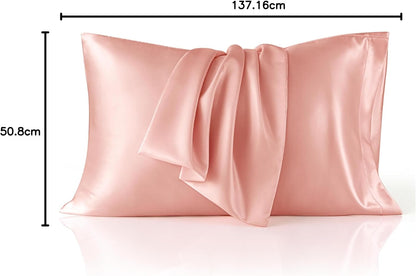 Bedsure Satin-Kissenbezug, Queen-Size, 2er-Pack, Seidenkissenbezügen ähnlich, seidige Kissenhüllen mit Hotelverschluss, Raumdeko, Valentinsgeschenke für Frauen und Männer, Grau, 50x75 cm