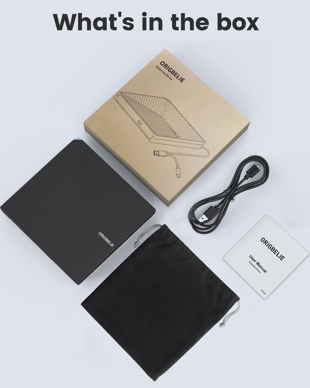 ORIGBELIE externes DVD-Laufwerk, CD-Laufwerk USB 3.0 Typ-C CD/DVD ROM +/-RW Adapter mit USB-Anschluss DVD-Brenner für Laptop, PC, Desktop-Computer, optisches Laufwerk CD-Player kompatibel mit Mac Windows Linux