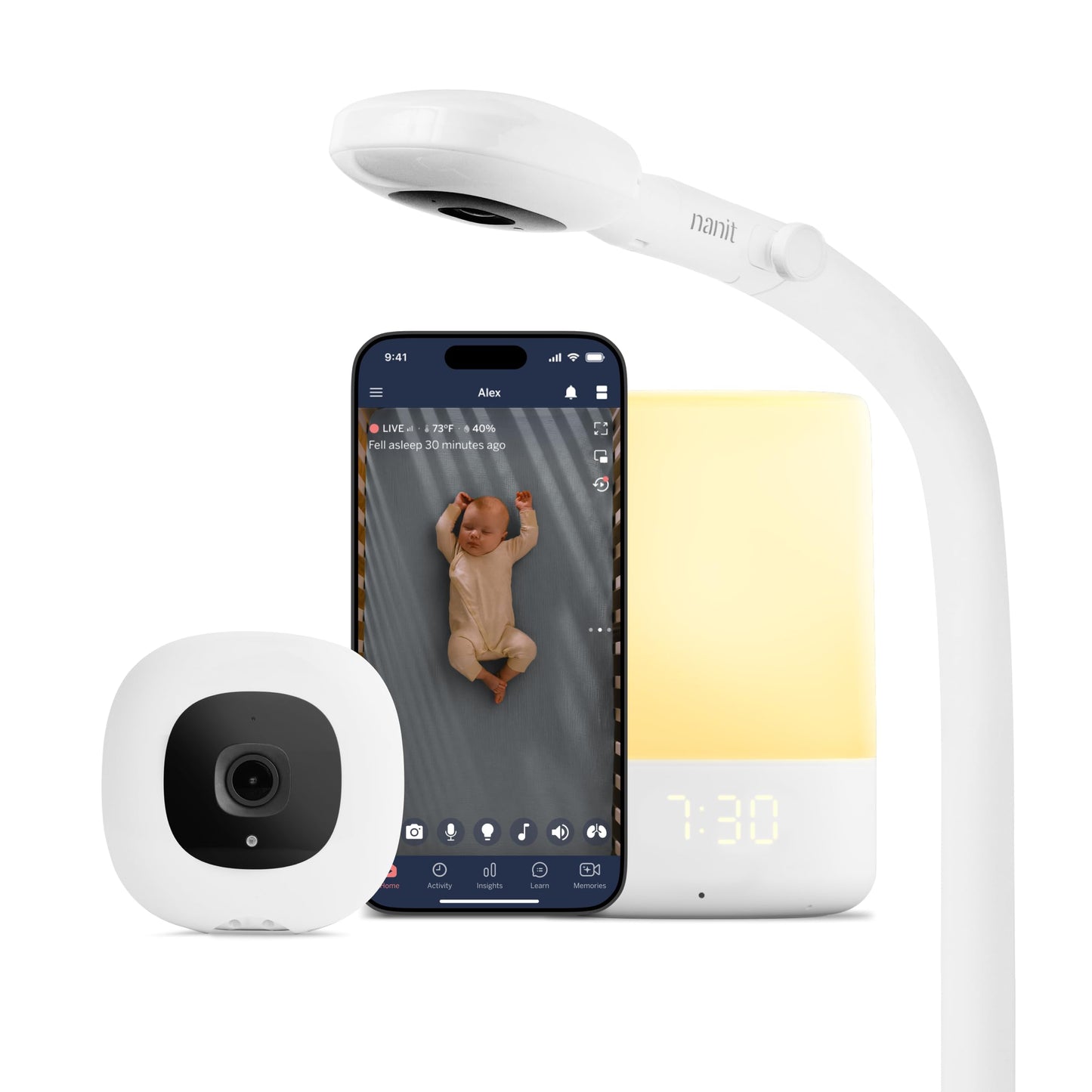 Nanit Nursery Bundle Smart Baby Monitor with Wall Mount – 1080p HD Wi-Fi Camera, Monitoring, Sleep Tracking, Two-Way Audio, Night Vision, Motion & Cry Notifications, White