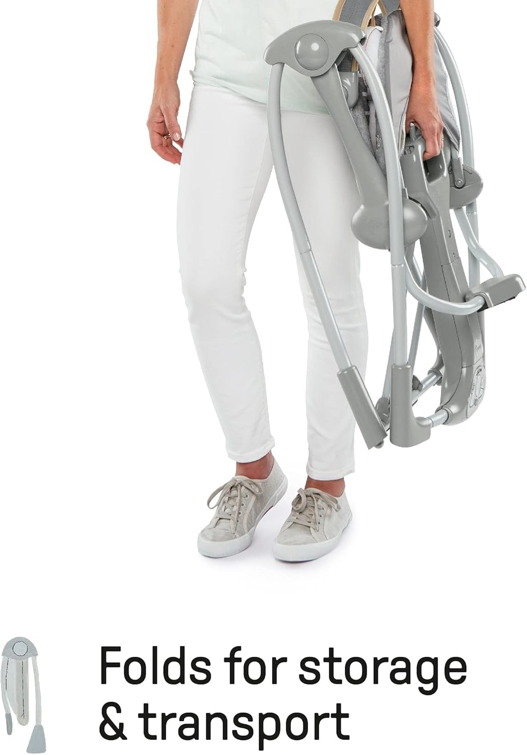 Ingenuity ConvertMe 2-in-1 Kompakte tragbare automatische Babyschaukel & Babysitz, batteriebetriebene Vibrationen, Naturgeräusche, 0-9 Monate 2,7-9 kg (Raylan)