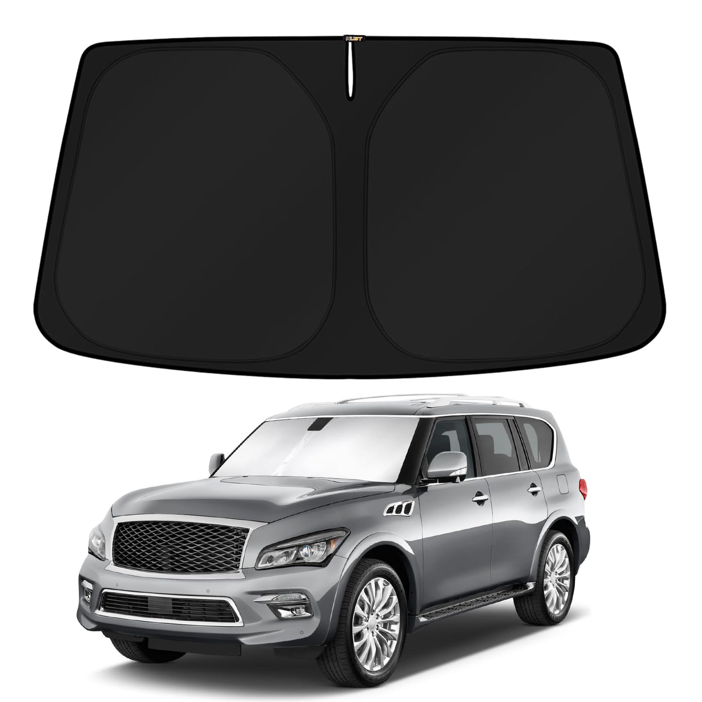 KUST Windshield Sun Shade for 2017-2026 Tesla Model Y/Model 3 Sunshade Accessories (Fit 2025-2026 Model Y Juniper / 2024 Model 3 Highland) Upgraded Foldable Sunshade, Blocks UV Rays Keep Car Cool