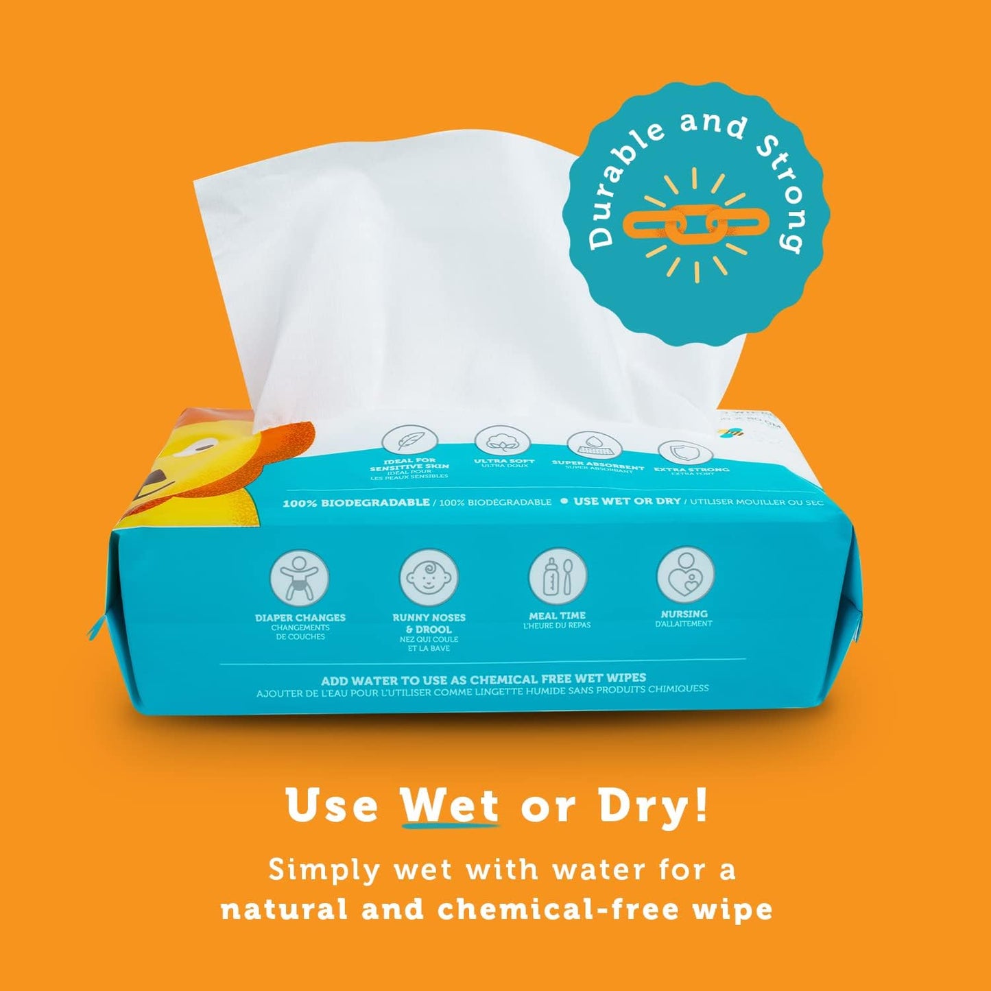 Whoopsie Wipes – Die Originalen Babytrockentücher aus 100% reiner Baumwolle – Ultraweiche, parfümfreie, chemikalienfreie Tücher für empfindliche Haut – Trocken verwenden oder Wasser hinzufügen für Feuchttücher – 6 Packungen (600 Stück)