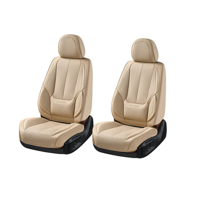 Coverado Car Seat Covers 5 Pieces, Full Set Universal Seat Covers for Cars, Waterproof Nappa Leather Auto Seat Protectors with Head Pillow, Car Interiors Fit for Most Sedans SUV Pick-up Truck, Black