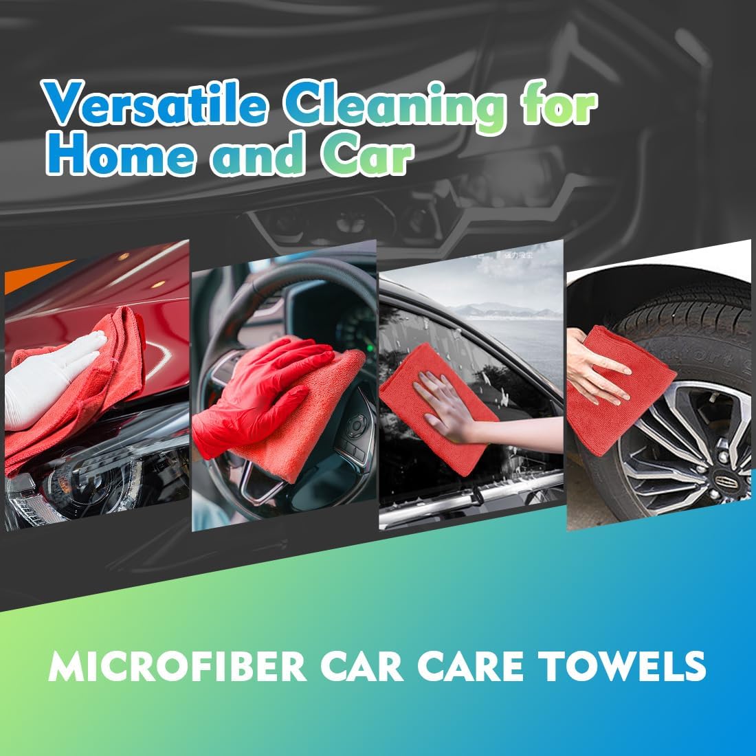 HOMEXCEL Mikrofasertuch 12er-Pack, 31,75 x 31,75 cm Mikrofasertücher für Autos, ultra-saugfähiges Autowaschtuch, fusselfreie, streifenfreie Reinigungstücher für Auto, Küche und Fenster (Grau)