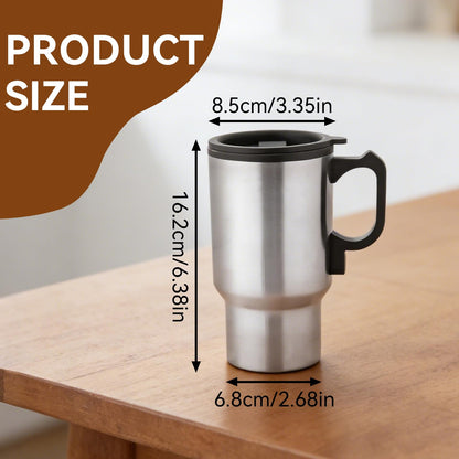 HERCHR 12V 450ml Auto-Heizbecher, Heißwasserkessel Elektrische Tragbare Auto-Elektrotasse Edelstahl Beheizter Reisebecher für Wasser Kaffee Milch Tee