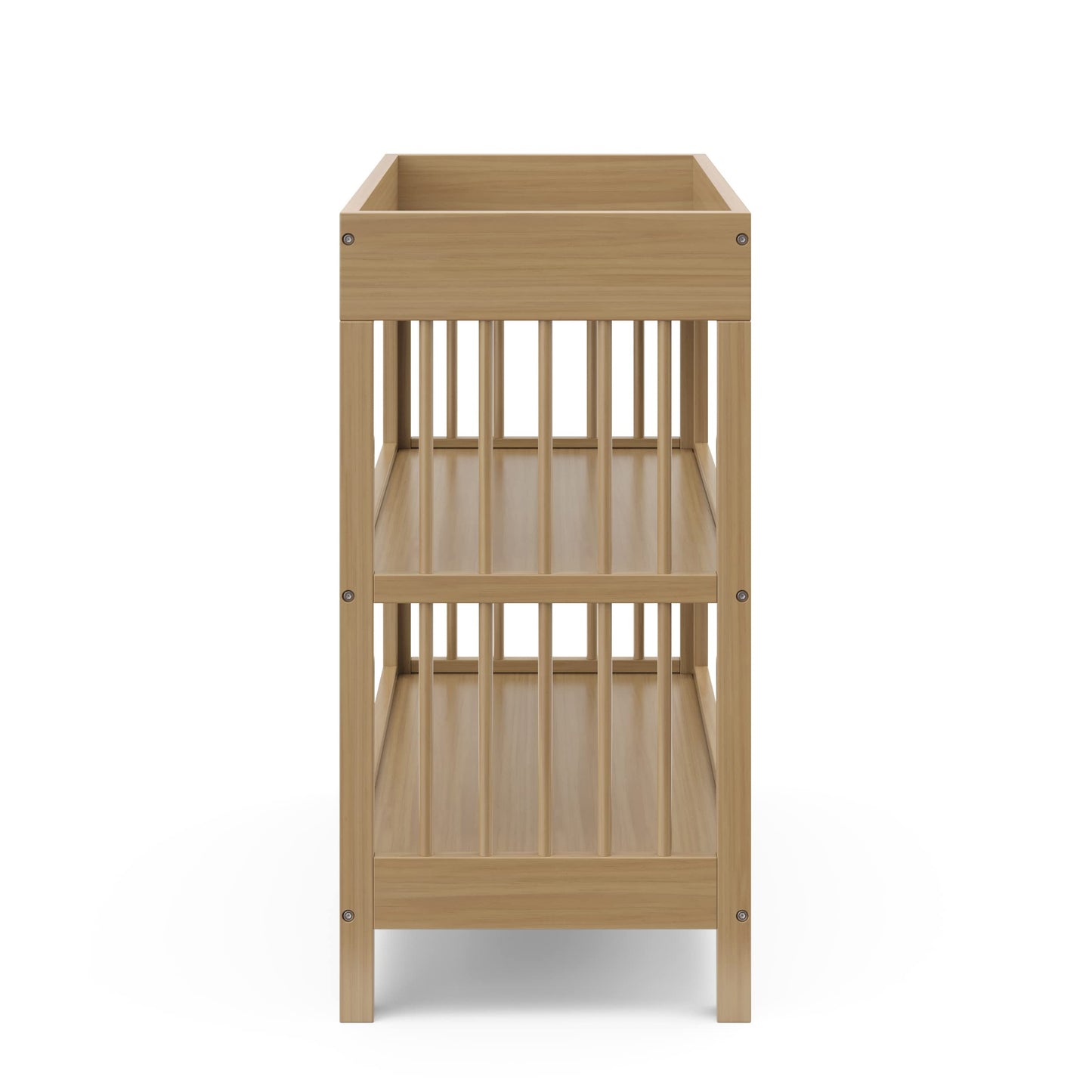 Graco Teddi Changing Table with Water-Resistant Changing Pad (Driftwood) - GREENGUARD Gold Certified, Includes Bonus Water-Resistant Changing Pad with Safety Strap, 2 Shelves, Easy-to-Match