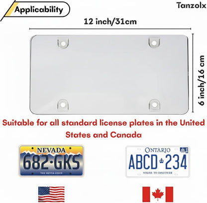 2-Pack Clear License Plate Cover, Unbreakable Bubble Shield for US/Canada Car Tag, UV Protection, Heavy Duty License Plate Protector, Universal Fit (Screws Included)