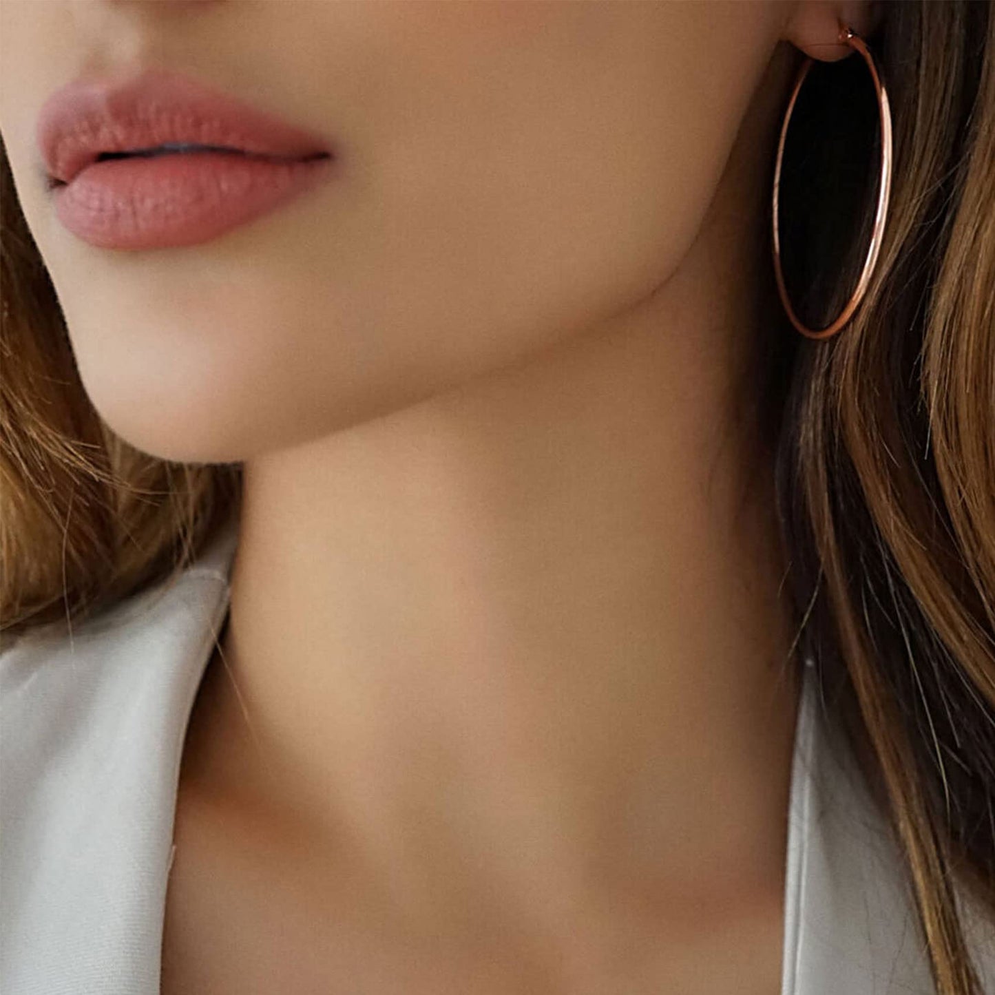 Große Gold Creolen für Frauen, Hypoallergene Dünne Gold Creolen, Sterling Silber Creolen für Damen, Extra Große, Mittelgroße, Große Creolen