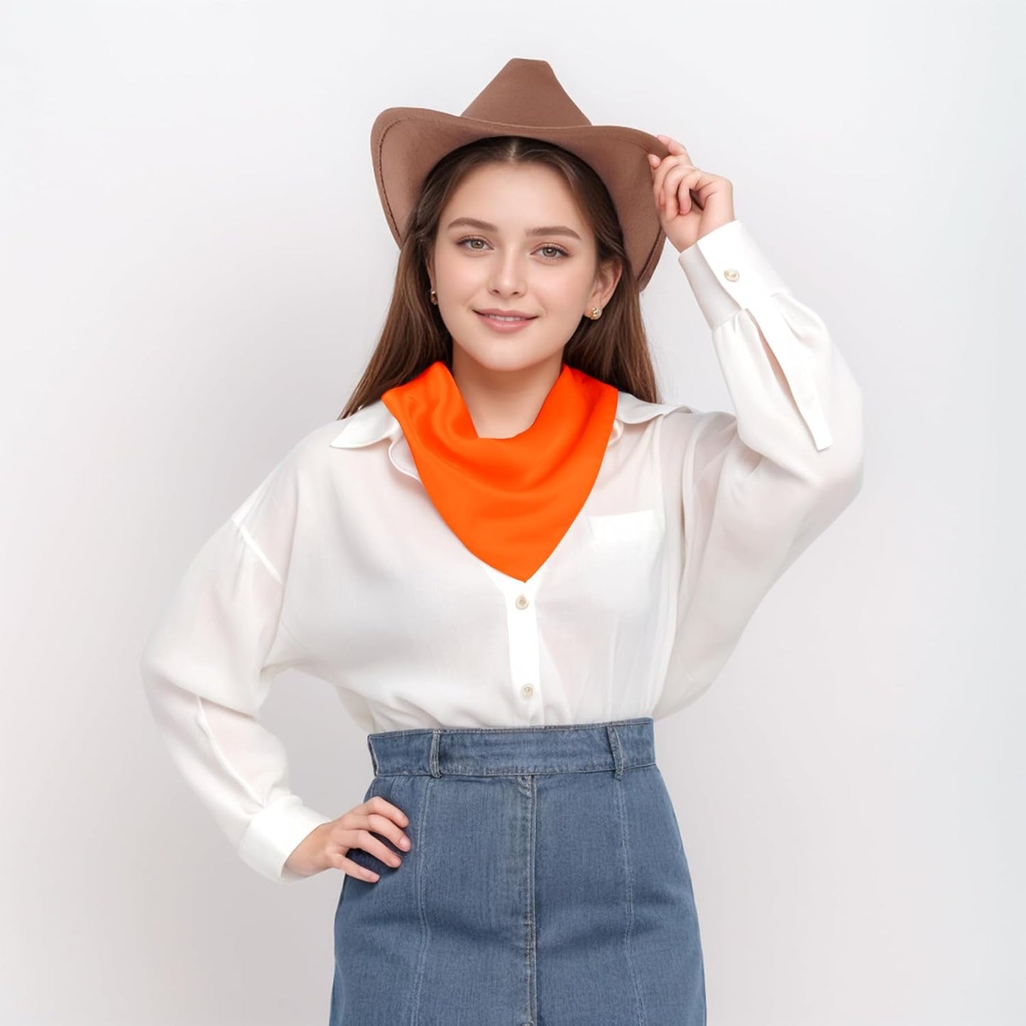 Seidenschal Quadratisches Tuch Halstuch Haarband Kopftuch Bandana für Damen Herren Kostüm-Accessoire 70 cm