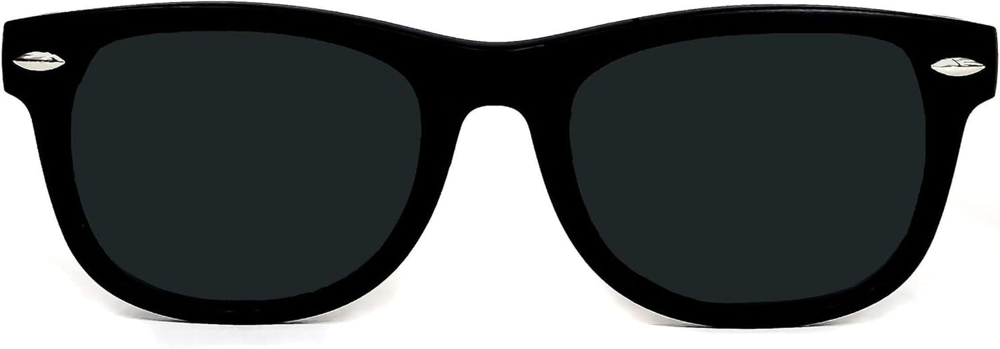 Gafas de sol para bebé con montura flexible y correa ajustable, polarizadas - Recién nacido/Bebé/Niño pequeño - 0-2 años (6-24 meses) - Babyfied Apparel Classics - Negro mate