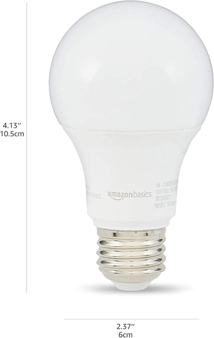 Amazon Basics Soft White LED Light Bulb, A19, 40 Watt Equivalent, Energy Efficient 6W, E26 Standard Base, 2700K, Non-Dimmable, 10,000 Hour Lifetime, 6-Pack