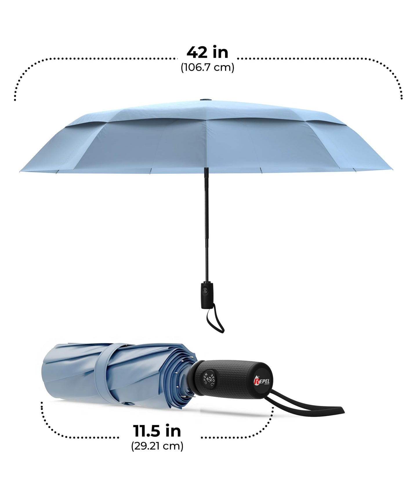 Repel Windproof Travel Umbrella - Compact & Withstands Winds up to 100MPH , Strongest Premium Auto Folding Umbrella for Rain and Sun - Durable, Light & Portable for Women & Men , Fits Backpack & Cars