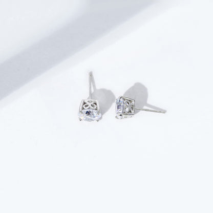 Amazon Essentials Yellow Gold Plated, Platinum or Rose Gold Plated Sterling Silver Infinite Elements Cubic Zirconia Stud Earrings | White, Blue, Green, or Pink Cubic Zirconia
