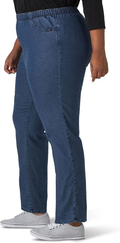 chic classic collection Womens Plus Stretch Elastic Waist Pull-On PantJeans