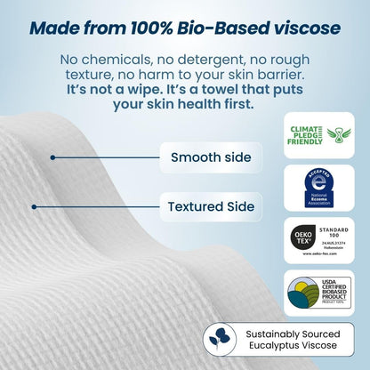 Clean Skin Club Clean Towels XL®, 100% USDA Biobased Gesichts-Handtuch, Einweg-Gesichts-Tuch, von der Eczema Association akzeptiert, Make-up-Entferner Trockentücher, ultraweich, 1 Packung, 50 Stück