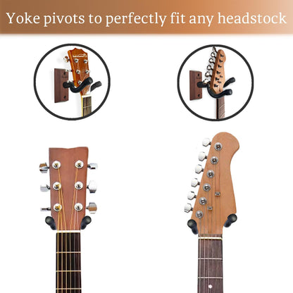 Gitarren-Wandhalterung, 2er-Pack, Gitarrenbügel aus schwarzem Nussbaumholz, U-förmige Gitarren-Wandhalterung, Gitarrenhalter-Hakenständer für Akustik-, E-Gitarre, Banjo,, Bass, Geschenk für Gitarristen, Männer, Jungen