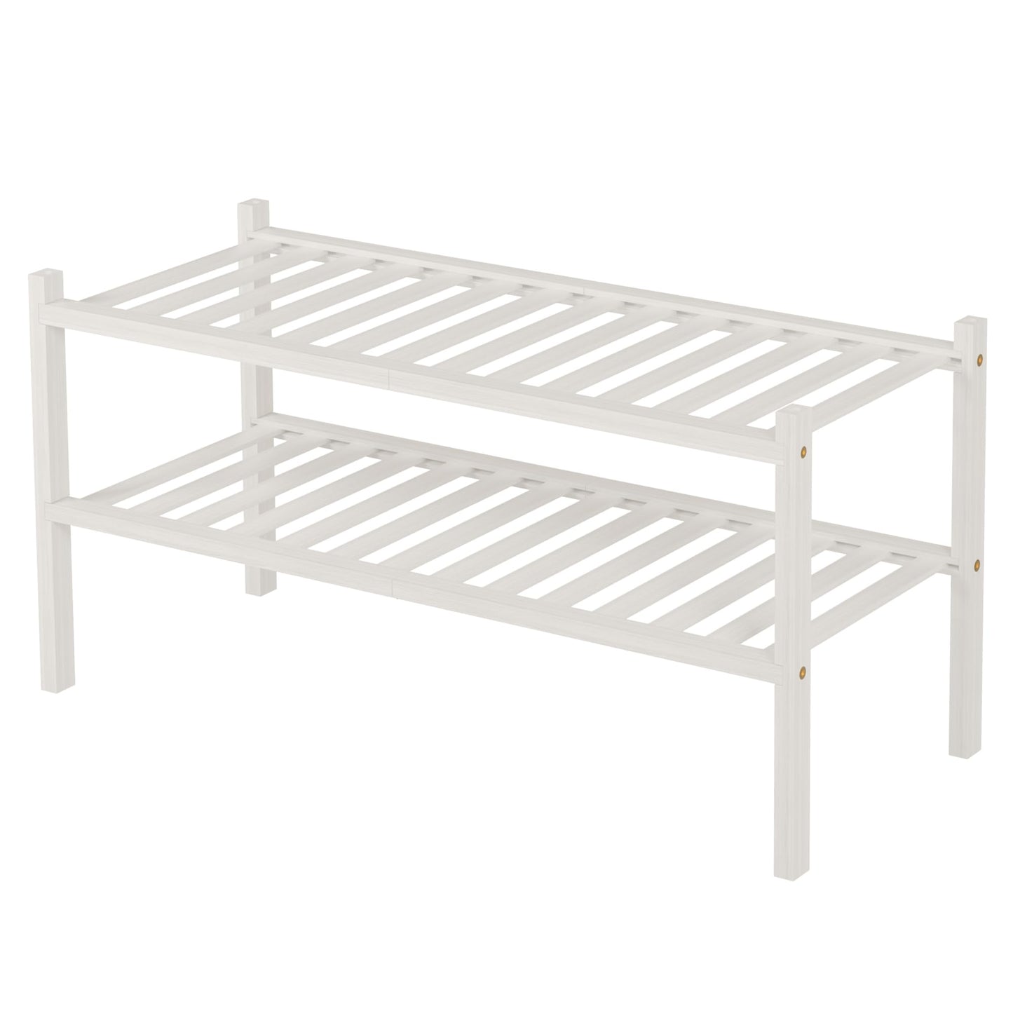 ROMGUAR CRAFT 3 Tier Bamboo Shoe Rack for Closet Free Standing Wood Shoe Shelf Storage Organizer for Entryway Small Space Stackable 27"x11"x20" (Natural)